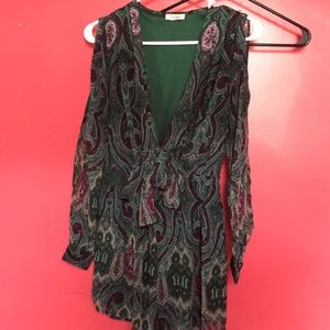 Women’s paisley deep v tie romper